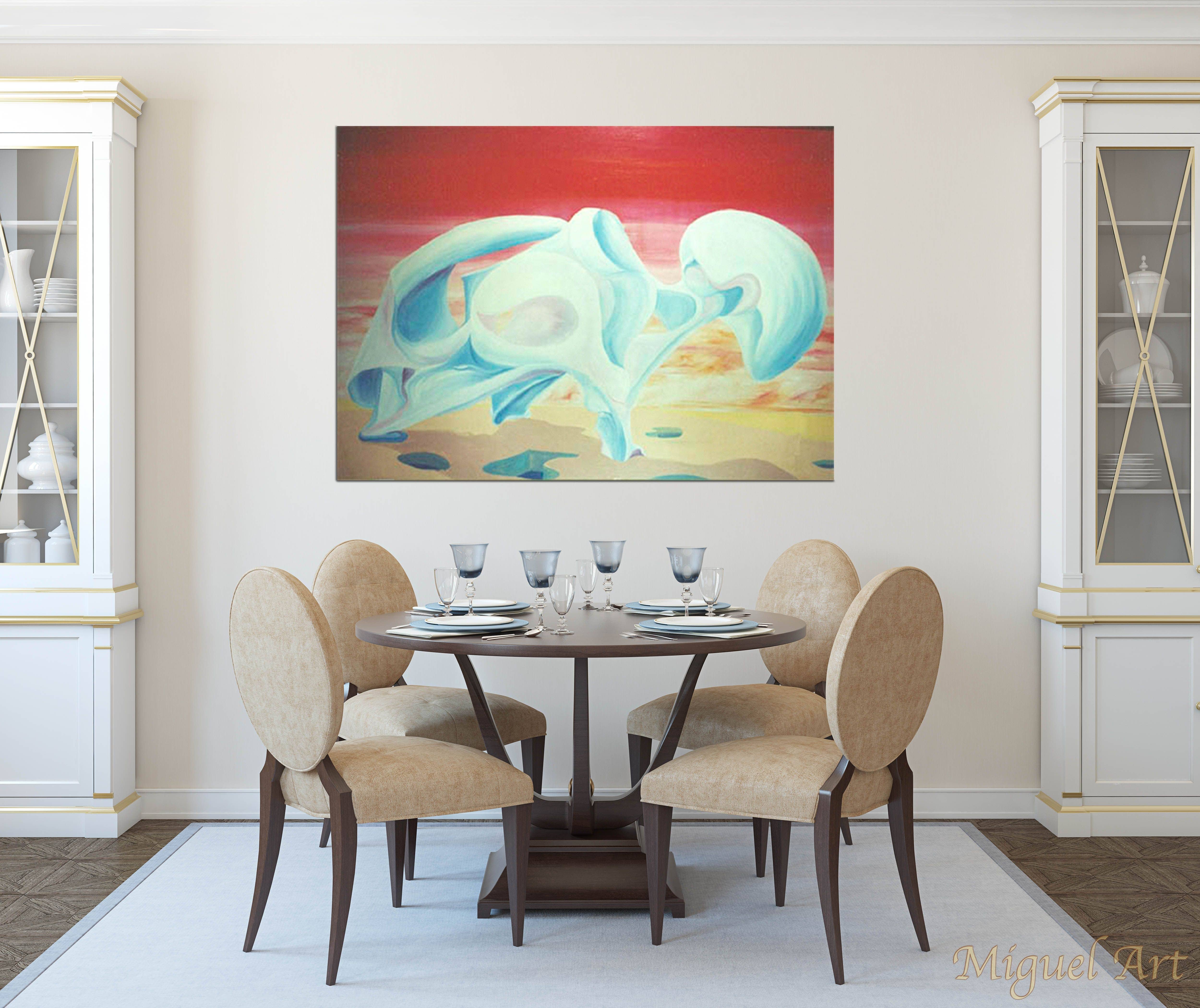 Painting of Diamond displayed in a dining room on a cream wall