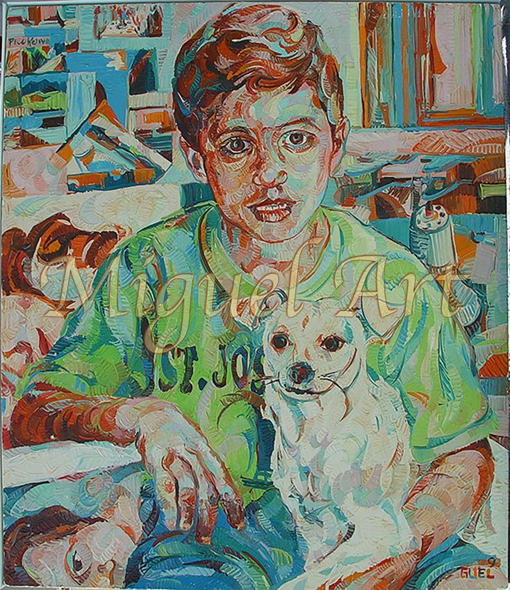 Painting 015 titled Toni & Toy is 24 x 30 inches it is an authentic original and watermarked