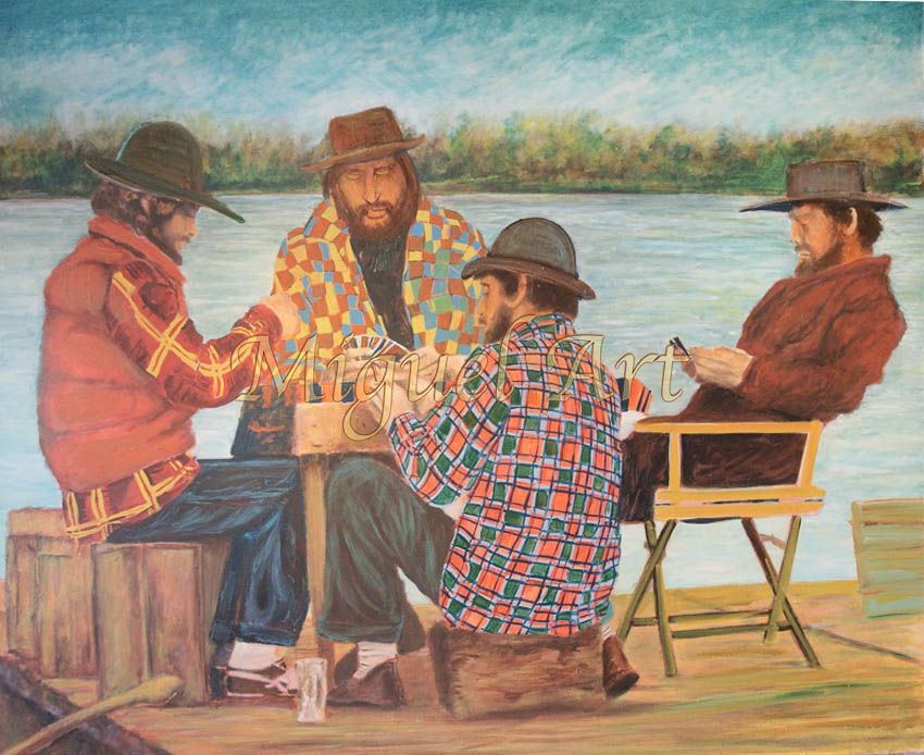 Painting 011 titled Jugadores de Cartas is 56 x 61 inches it is an authentic original and watermarked