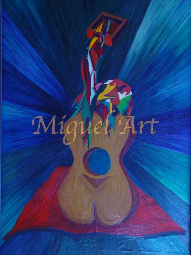 Painting 082 titled Guitar is 35 x 47 inches it is an authentic original and watermarked