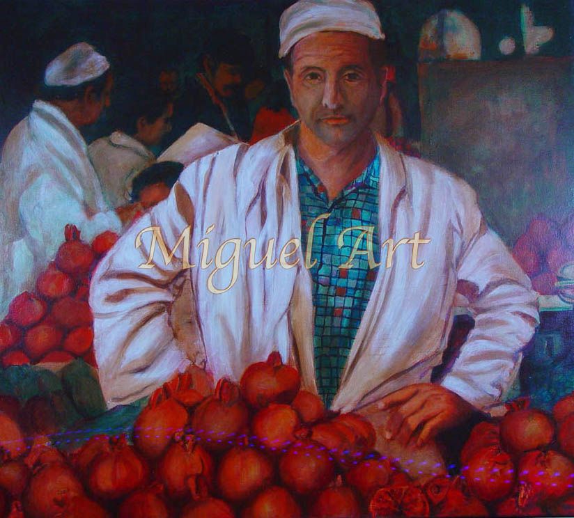 Painting 019 titled Pomegranate Man is 35 x 39 inches it is an authentic original and watermarked