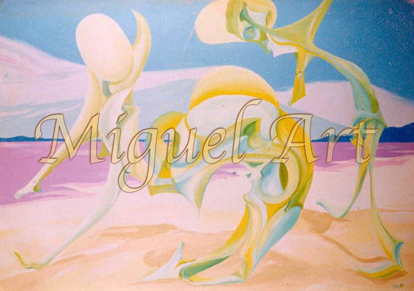 Painting 074 titled Dança Ao Vento is 50 x 34 inches it is an authentic original and watermarked